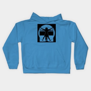 Vitruvian Man - Original Logo Banner Sigil - Dark Design for Light Backgrounds Kids Hoodie